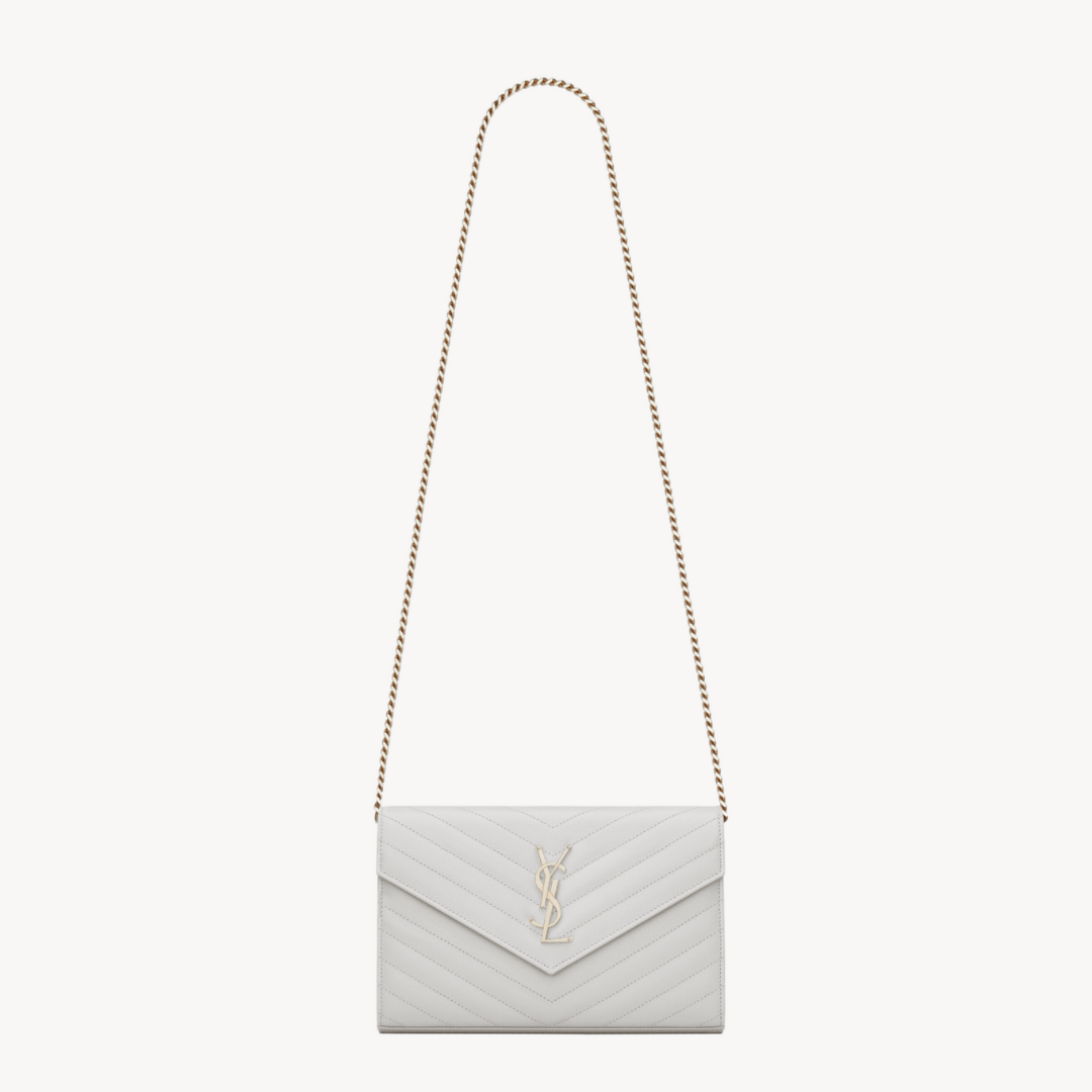CLASSIC CHAIN WALLET, GRAIN DE POUDRE LEATHER – BLANC VINTAGE