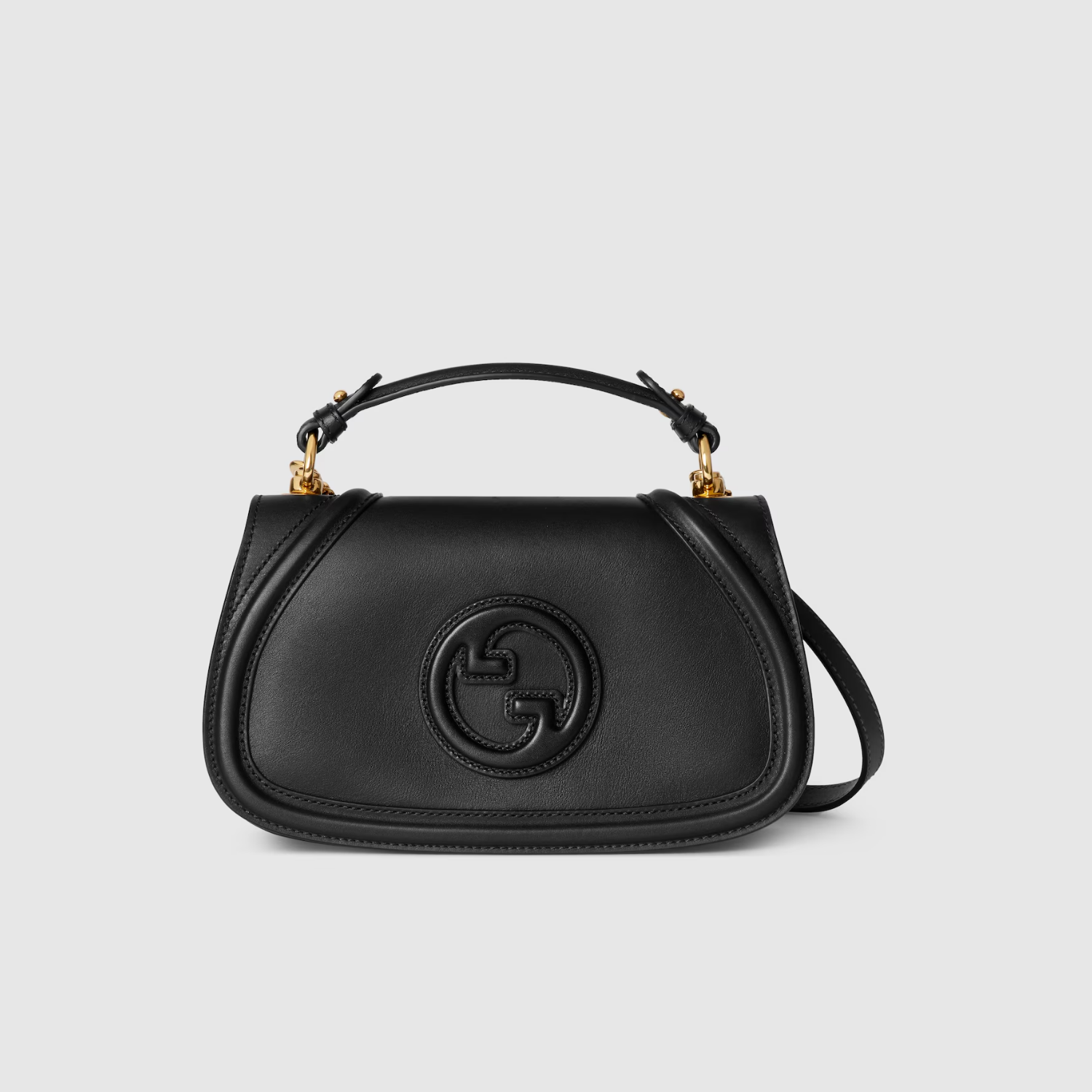 SMALL TOP HANDLE BAG, SMOOTH LEATHER – BLACK