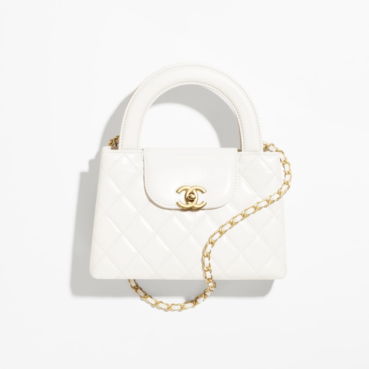 MINI TOP HANDLE BAG – LAMBSKIN, WHITE
