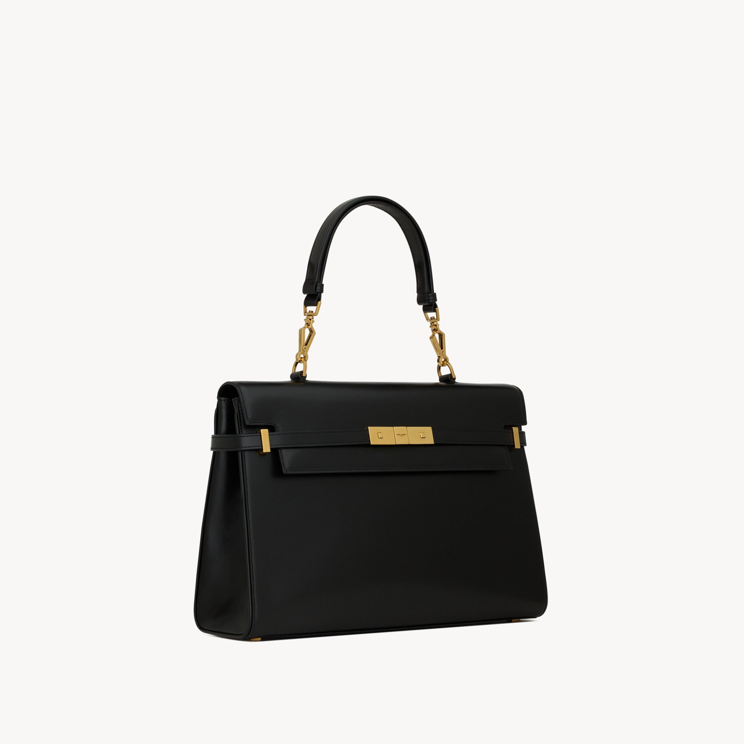 TOP HANDLE LEATHER BAG, CALFSKIN – BLACK