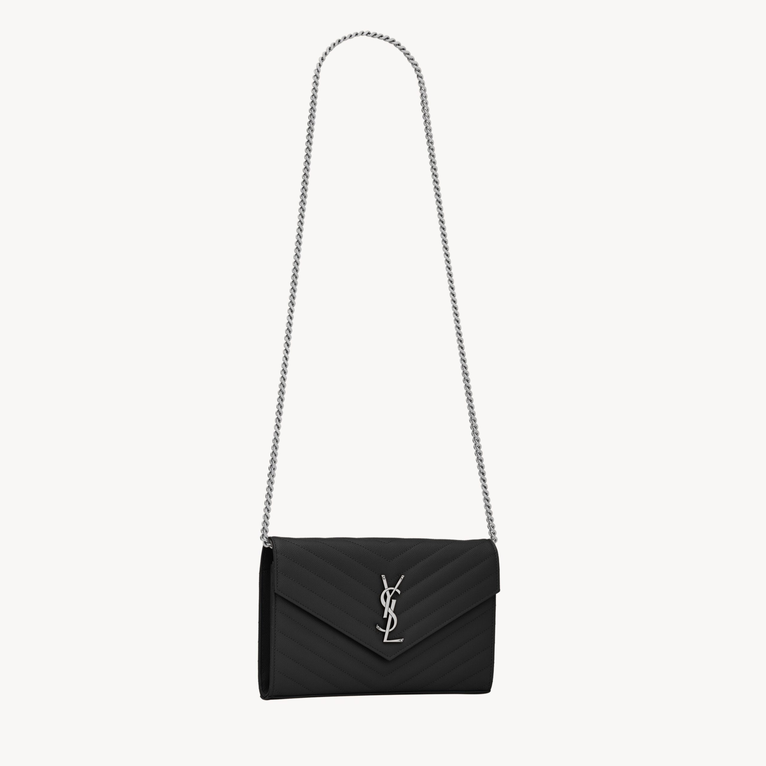 CLASSIC CHAIN WALLET, GRAIN DE POUDRE LEATHER – BLACK / SILVER