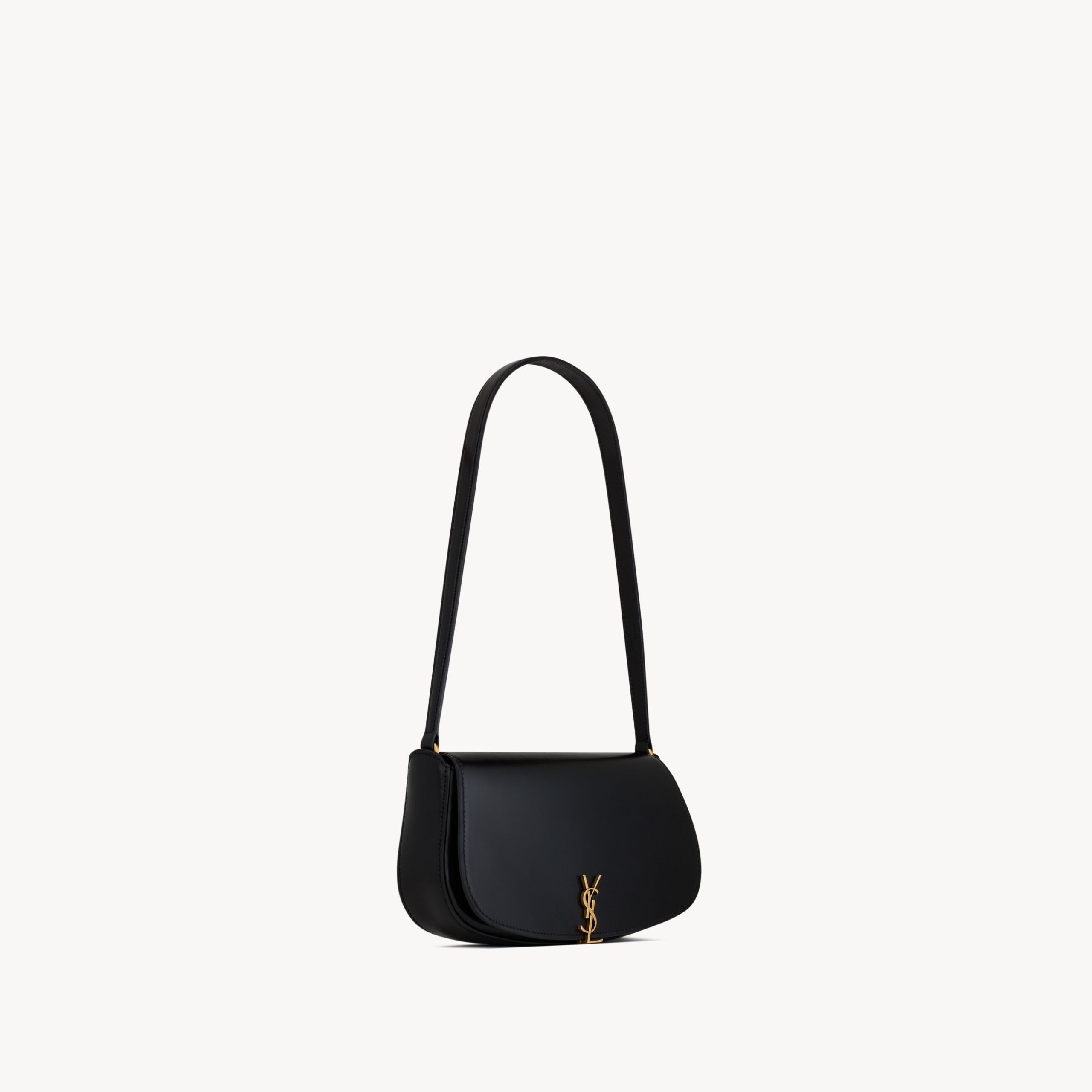 MINI STRUCTURED SHOULDER BAG, CALFSKIN – BLACK