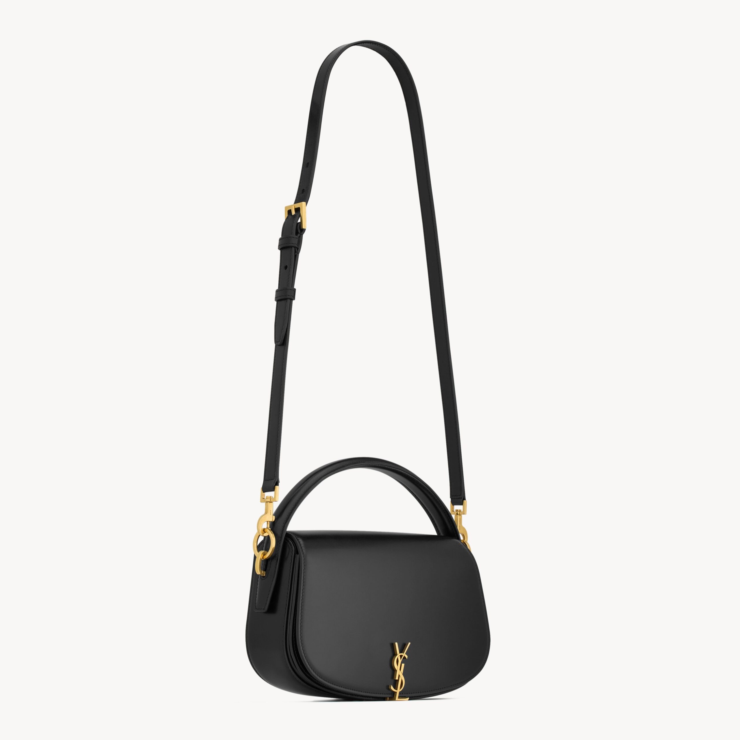 STRUCTURED SHOULDER BAG, CALFSKIN – BLACK