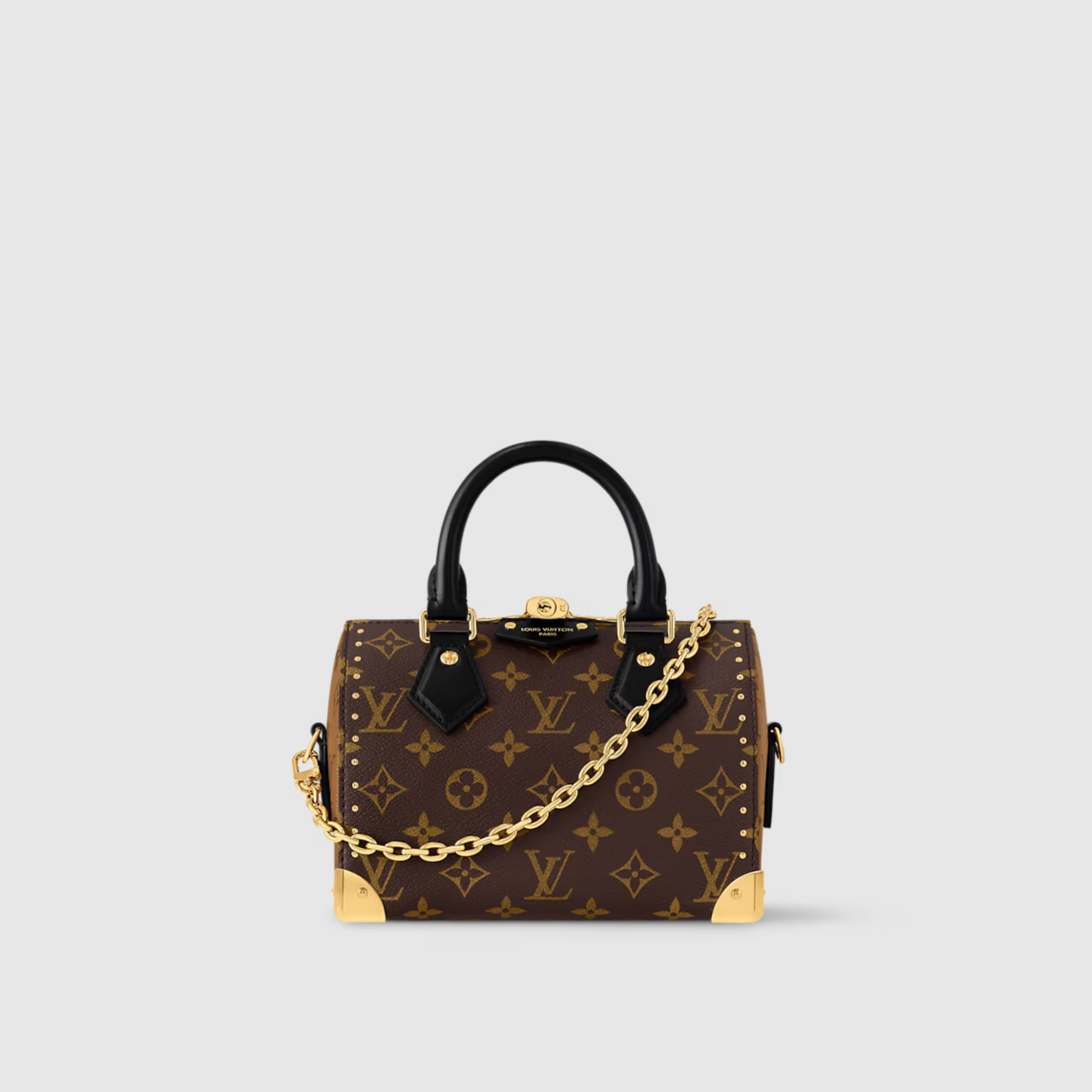 SMALL TOP HANDLE BAG, CANVAS – BROWN / BLACK